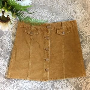 BDG Mustard Corduroy Button Front Mini Skirt